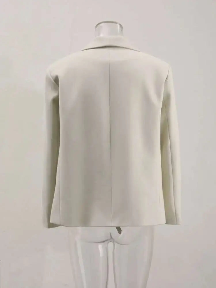 Women Beige Single Button Pleated Big Size Short Blazer New Lapel Long Sleeve Jacket Fashion Tide Spring Autumn 2025 Beige