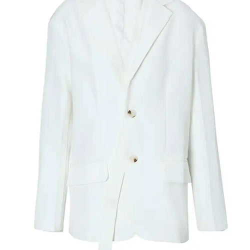 Load image into Gallery viewer, Women White Ribbon Big Size Casual Blazer New Lapel Long Sleeve Loose Fit Jacket Fashion Tide Spring Autumn 2025 1DF3280
