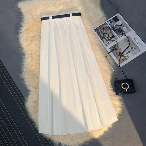 Load image into Gallery viewer, Korean Fashion Vintage Women Solid Elegant High Waist Party Long Skirts 2024 Autumn Winter A-line Pleated Knit Skirt Streetwear
