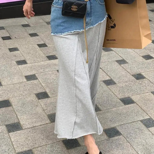 Load image into Gallery viewer, Spring Summer 2023 New Vintage Elegant High Waisted Long Denim Skirt Women Jeans Patchwork Cotton Wrap Buttocks Skirts Fashion
