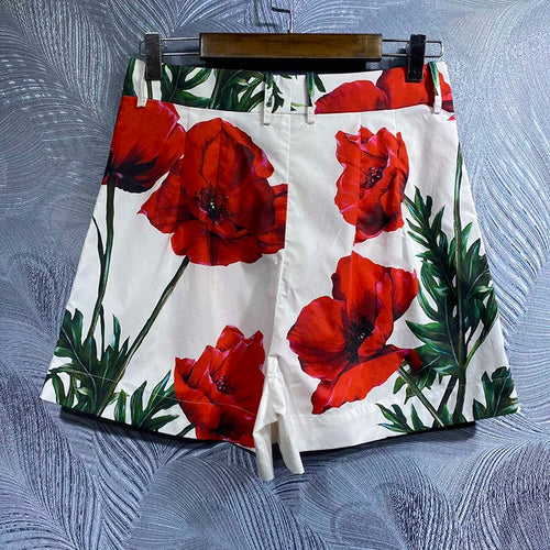 Load image into Gallery viewer, Print Two Piece Sets For Women Square Collar Sleeveless Short Tank Top High Waist Short Pants Casual Set Female Fashion 2023
