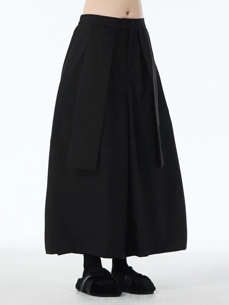 High Elastic Waist Khaki Patch Spliced Long Wide Leg Pants New Trousers Women Fashion Tide Spring Autumn 2025 1DJ1253