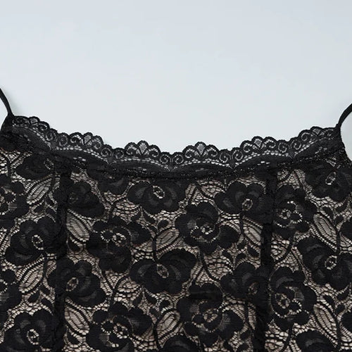 Load image into Gallery viewer, Lace Spaghetti Strap Sexy Mini Dress For Women Robe Fashion Off-shoulder Sleeveless Backless Floral Print Skinny Dress
