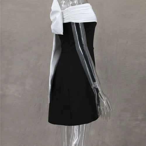 Load image into Gallery viewer, Bow Backless Sexy Mini Dress For Women Robe Elegant Off-shoulder Strapless Sleeveless A-line Club Sexy Dress Vestido
