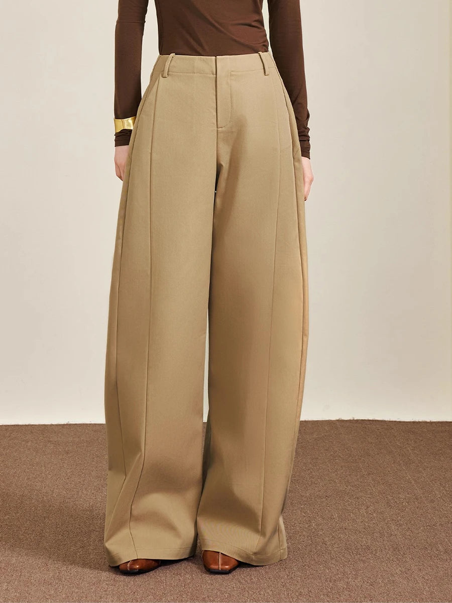 Loose Temperament Wide Leg Pants for Women High Waist Patchwork Pocket Minimalist Pant Female Fashion Clothing New