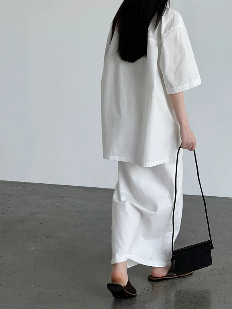 Women White Plain Color Thin Big Size Blouse New V-Neck Short Sleeve Shirt Fashion Tide Spring Summer 2025 1DJ1470