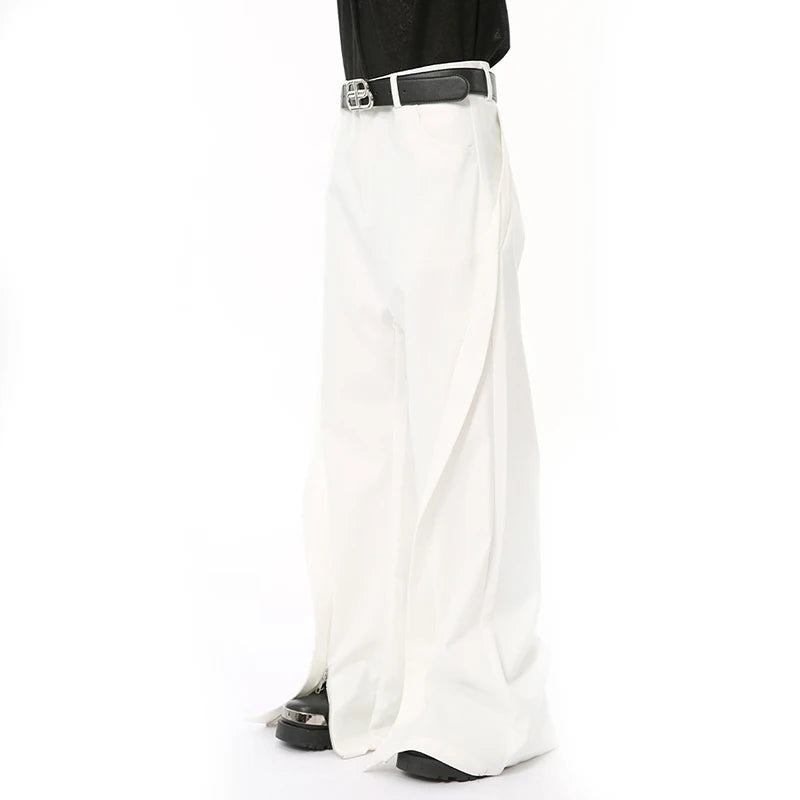 Male Suit Pants New Three-dimensional Deconstructed Zippers Design Boot Cut Men‘s Trousers Summer Trendy 9C6681