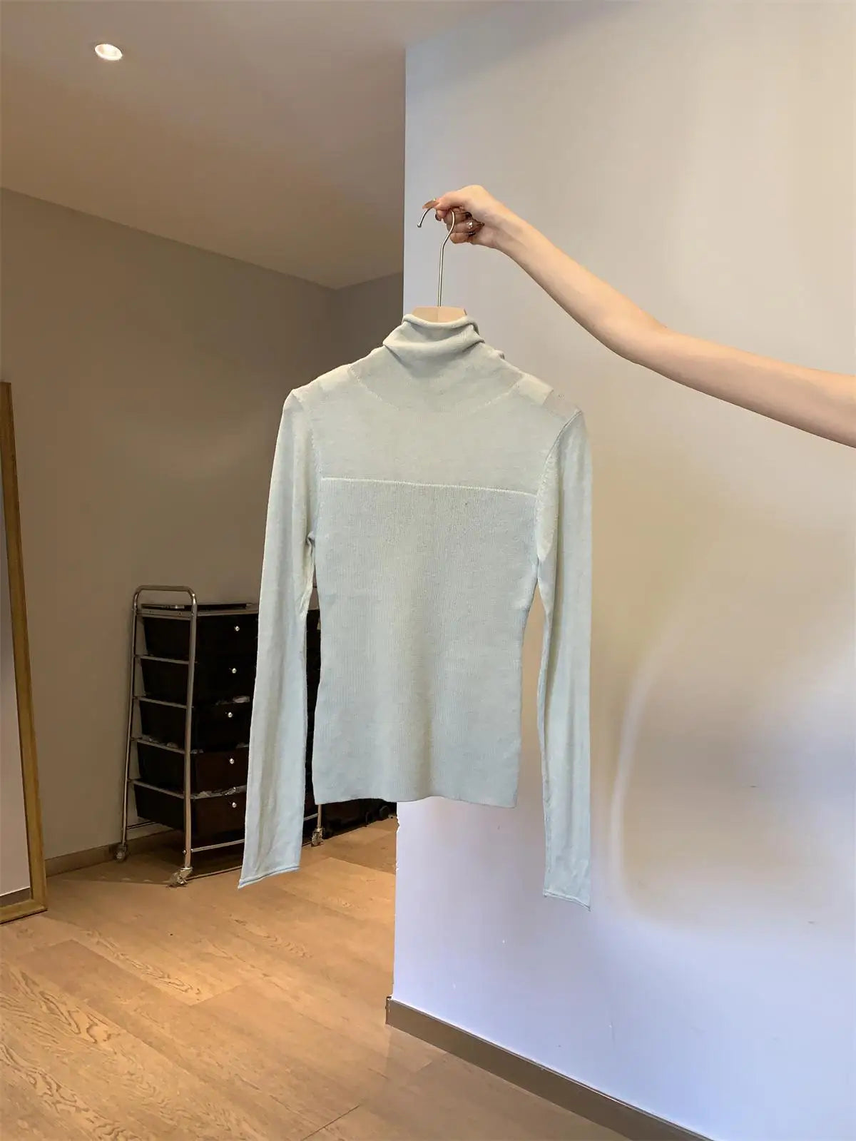 Retro Korean Version Women Solid Patchwork Elegant Knitted High Neck Sweater Autumn Winter Slim Pullovers Tops Simplicity Trendy