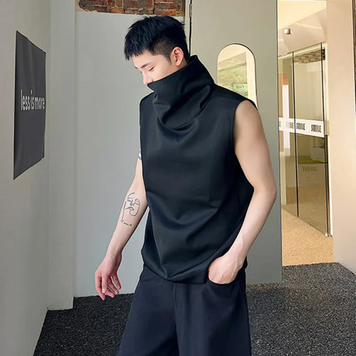 Load image into Gallery viewer, Summer Dark Men&#39;s Turtleneck Sleeveless Vests Men&#39;s Personality Trend Versatile Solid Color Tank Top Streetwear 9A8791
