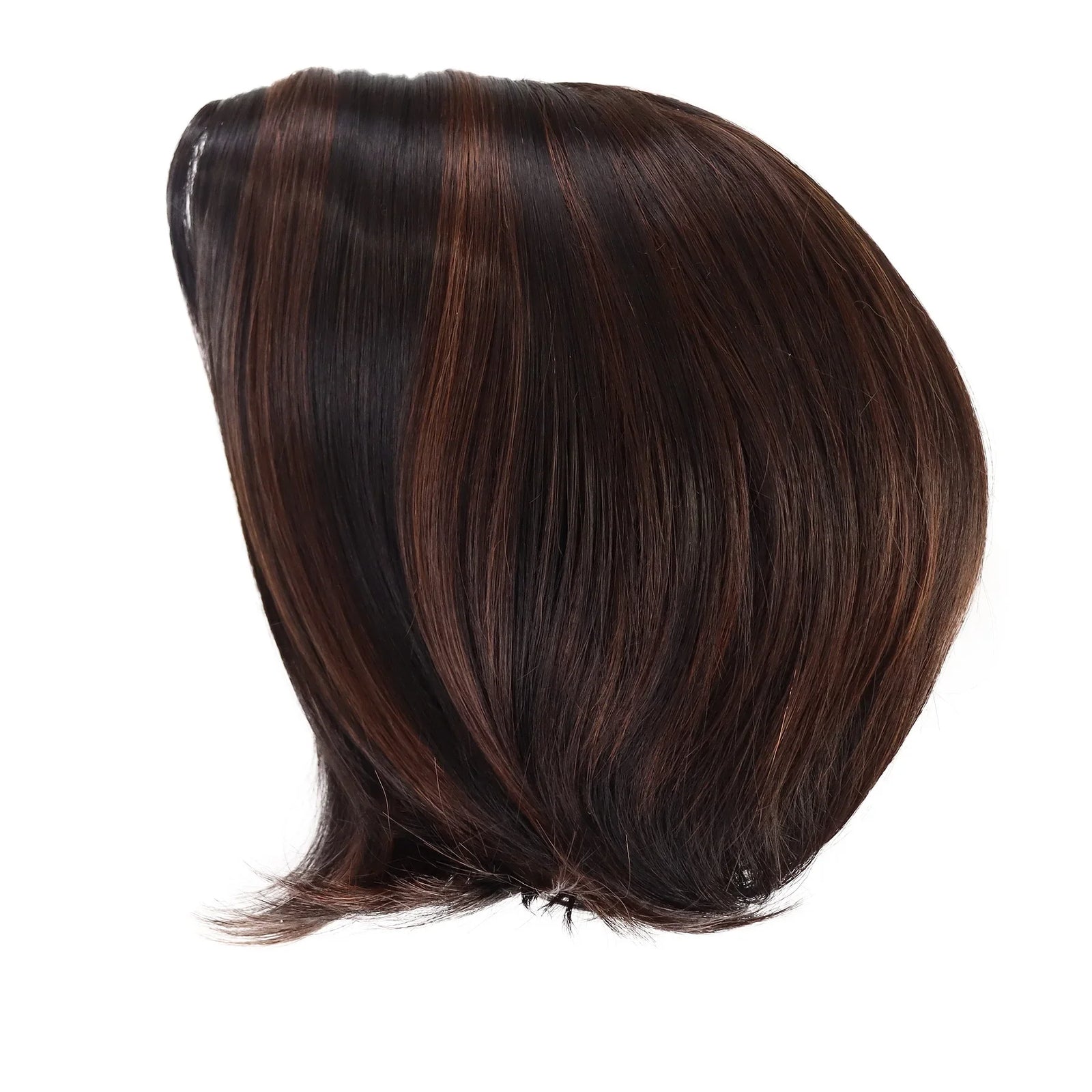 Brunette Brown Wig Natural Synthetic Hair Petite Size Wigs for Women Pixie Cut Short Highlight Hair Trendy Mommy Wig