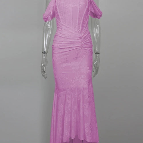 Load image into Gallery viewer, Off-shoulder Backless Sexy Evening Dress For Women Purple Sleeveless Strapless Ruched Bodycon Club Party Dress
