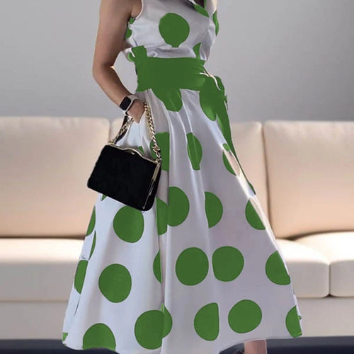 Load image into Gallery viewer, Summer Ladies Polka Dots Elegant Dress Daily X-Line Fit &amp; Flare Shirt Dress for Women Party Evening Prom Dresses
