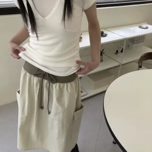 Load image into Gallery viewer, Two Pieces Set Short Sleeve T-shirt Halter Patchwork Slim Sexy Fashion Cropped Top Women Y2k  Aesthetic Summer Solid Casual Tees
