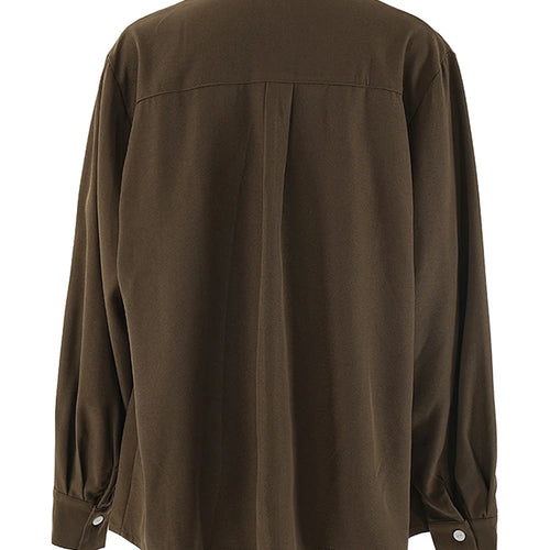 Load image into Gallery viewer, Women Brown Button Irregular Big Size Blouse New Stand Collar Long Sleeve Shirt Fashion Tide Spring Autumn 2025 CPG2111
