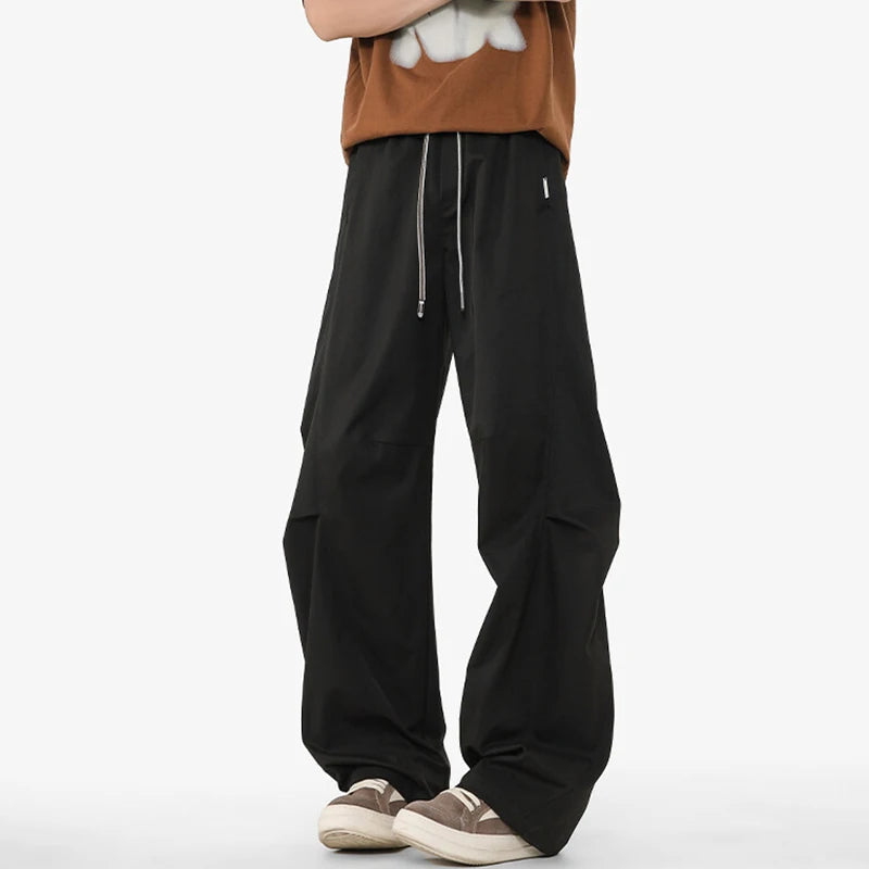 Summer Men's Casual Pants Splicing Solid Color Curved Knife Clothing Male American Floor Length Design Trousers 9W1391