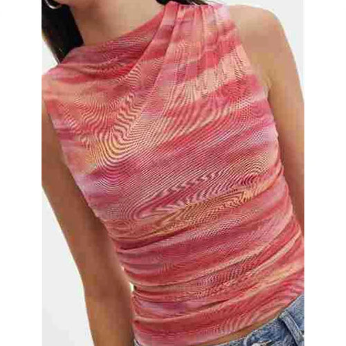 Load image into Gallery viewer, y2k Tops for Women Fairycore Clothing Summer Floral/Tie Dye Print Sleeveless Mesh T Shirt 2000s Vest Fashion Streetwear
