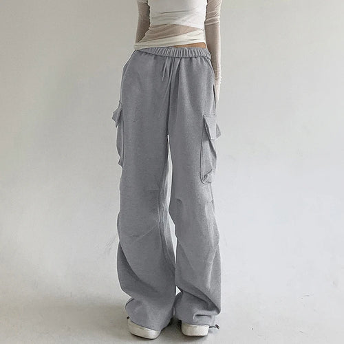 Load image into Gallery viewer, Casual Solid Drawstring Autumn Sweatpants Sports Draped Baggy Cargo Trousers Women Korean Basic Jogging Outfits
