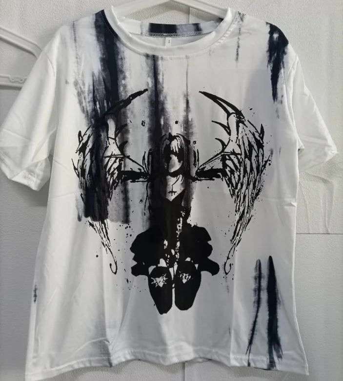 Harajuku Y2k Tops Japanese Tshirts for Women Summer Tees Streetwear Anime Print Camisetas Casual Fashion T Shirt 2024 Ropa Mujer