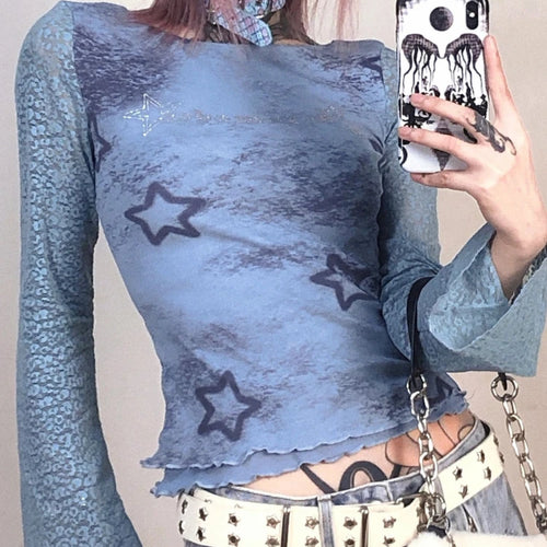 Load image into Gallery viewer, Y2k Aesthetic Leopard Patchwork Tshirts Women Harajuku Gothic Punk Basic T-shirt Streetwear Diamond Bottoming Tee Shirts Femme
