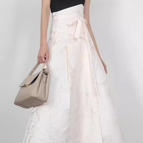 Load image into Gallery viewer, Solid Spliced Lace Up Loose Casual Skirts For Women High Waist Temperament Minimalist Skirts Female Fashion Style
