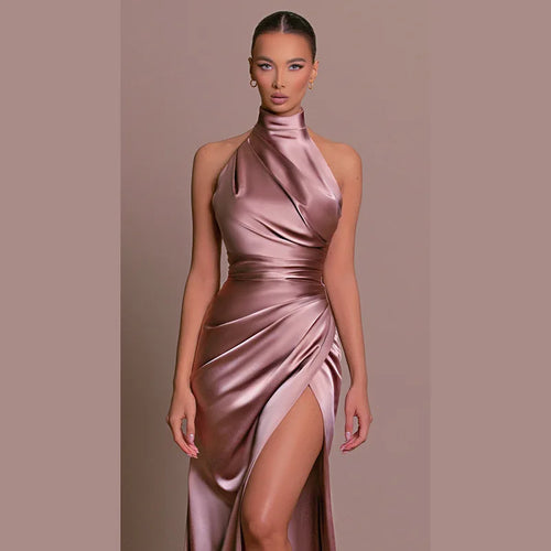 Load image into Gallery viewer, Halter Sleevelessthigh High Split Maxi Dress For Women Fashion Backless Bodycon Sexy Club Party Evening Long Dress
