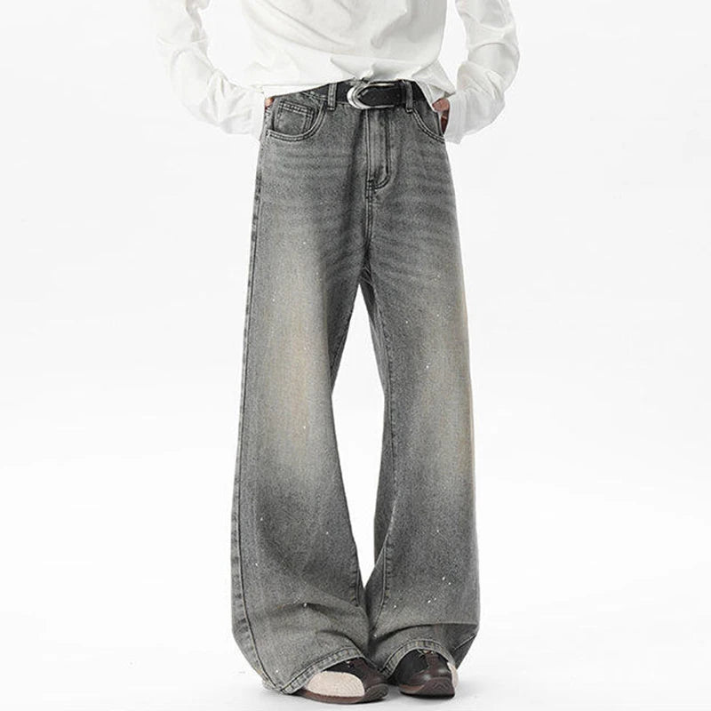 Summer New Chic Male Jeans Straight Wide Leg Men's Denim Pants 2025 Stylish Men Clothing Streetwear American Style 9W1652