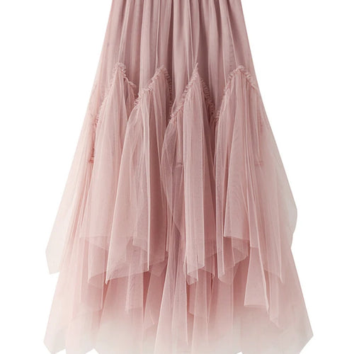 Load image into Gallery viewer, High Elastic Waist Green Irregular Pleated Mesh A-line Half-body Skirt Women Fashion Tide New Spring Autumn 2025 1DJ0436
