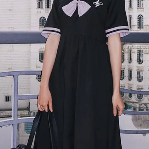 Load image into Gallery viewer, Preppy Style School Student Kawaii Dress Japanese Sweet Harajuku Embroidery Midi Dresses Lolita Streetwear Fashion
