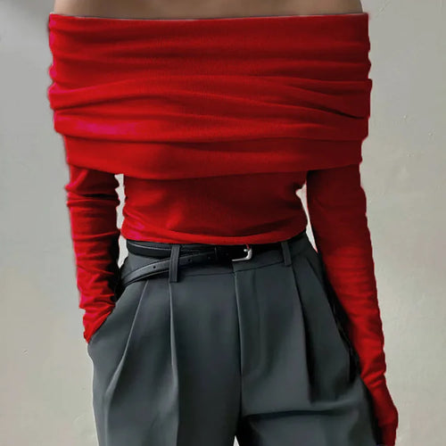 Load image into Gallery viewer, Elegant Knitted Long Sleeve Sweater High Elasticity Slim Top For Women 2025 New Winter Sexy One Shoulder Tight Sweater
