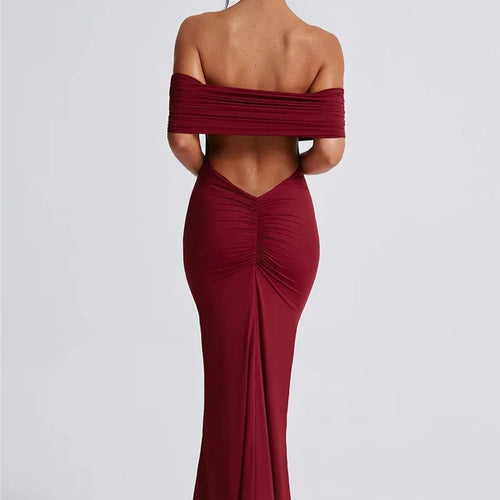 Load image into Gallery viewer, Strapless Backless Sexy Maxi Dress For Women Black Solid Off-shoulder Sleeveless Bodycon Club Party Long Dress Elegant
