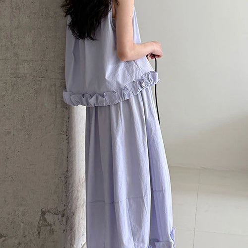 Load image into Gallery viewer, Purple Tank Top Ruffles Half-body Skirt Two Pieces Suit New Round Neck Sleeveless Women Fashion Spring Summer 2025 1DJ1471
