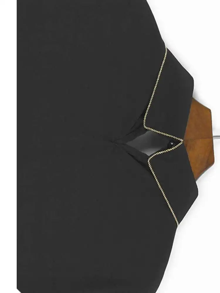 Women Black Color-block Irreuglar Pleat Big Size Shirt Dress New Lapel Long Sleeve Fashion Tide Spring Autumn 2025 1DH9804