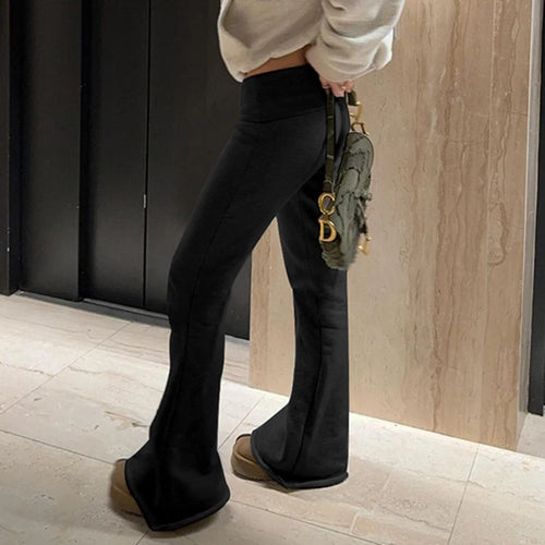 Load image into Gallery viewer, Casual Solid Low Waist Autumn Sweatpants Rolled Korean Fashion Skinny Flared Trousers Cuffs Harajuku Boot Cut Pants
