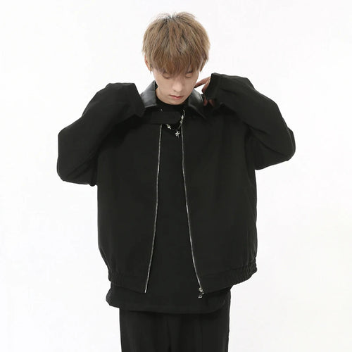 Load image into Gallery viewer, Korean style men&#39;s coats PU splicing loose simple turn-down collar solid color casual male jackets new fashion 9C8724
