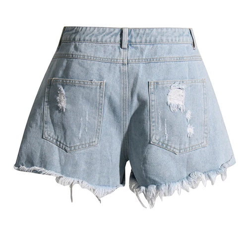 Load image into Gallery viewer, Hole Hollow Out Shorts For Women High Waist Patchwork Tassel Summer Minimalist Short Pants Female Fashion Clothing
