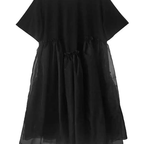 Load image into Gallery viewer, Women Black Organza Big Size Casual Dress New Round Neck Short Sleeve Loose Fit Fashion Tide Spring Summer 2025 1DF5074
