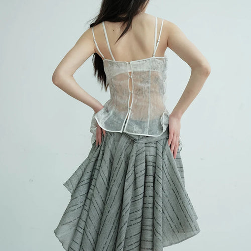 Load image into Gallery viewer, Low Waist Gray Lace Irregular Spliced Pleated Mini Half-body Skirt Women Fashion Tide New Spring Autumn 2025 1DJ0689
