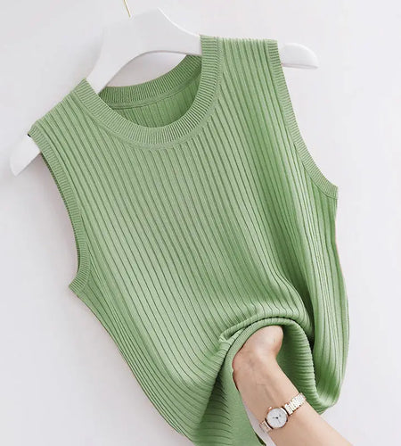 Camisole Summer Cropped Knit Slim Sleeveless Tops Female Fashion 2024 Chic Lady Crop Top Solid Tank Tops Femme