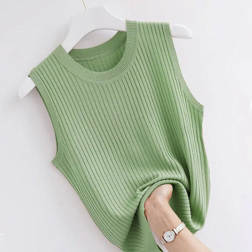 Load image into Gallery viewer, Camisole Summer Cropped Knit Slim Sleeveless Tops Female Fashion 2024 Chic Lady Crop Top Solid Tank Tops Femme
