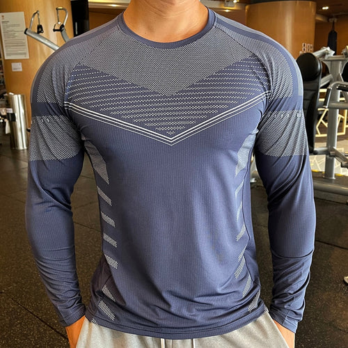 Load image into Gallery viewer, High Quality Running Sport Shirt Men Fitness Compression Long Sleeve Upper Clothing Crew Neck Swearshirt Male Rash Guard Wicking
