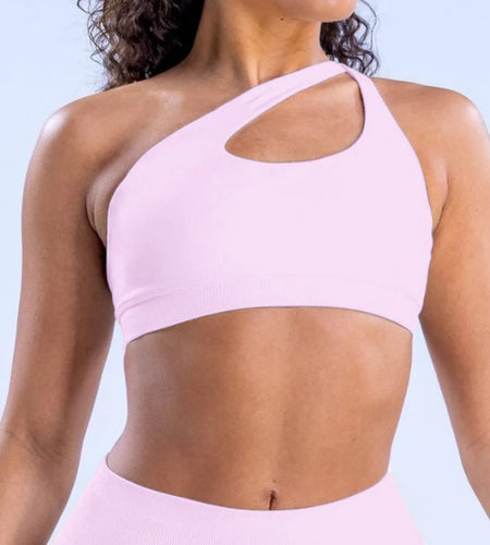 Pad Impact Asymmetric Sports Bra for Women One Shoulder Padded Yoga Top Bra Hollow Out Sexy Gym Bra Openback Workout Tops