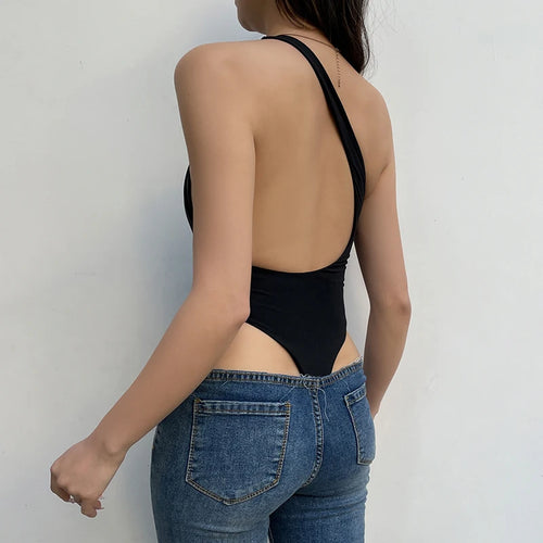Load image into Gallery viewer, Streetwear Skinny Asymmetrical Sexy Bodysuit Female Backless One Shoulder Summer Bodies Catsuit One Piece Swimsuits
