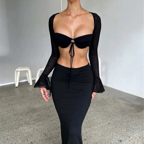 Load image into Gallery viewer, Thickened Fabric Sexy Maxi Skirt Women 2023 Autumn Winter New Solid High Waist Skinny Club Party Long Skirt Elegant
