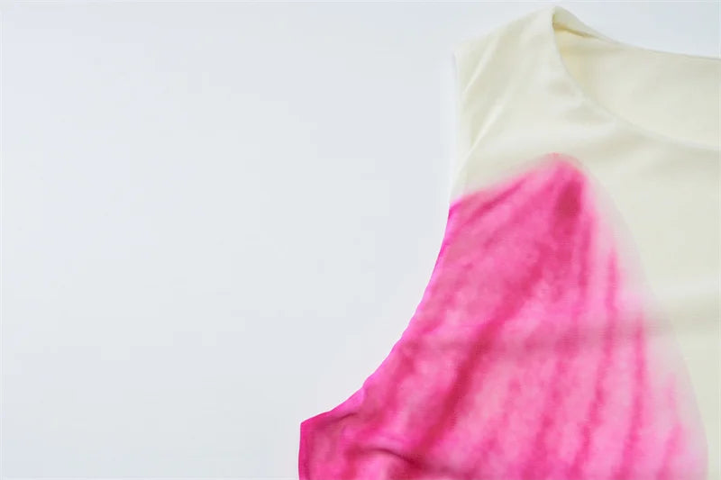 Mesh Floral Print Sexy Mini Dress Women Robe Summer New O Neck Sleeveless Slim Beach Holiday Bodycon Club Dress