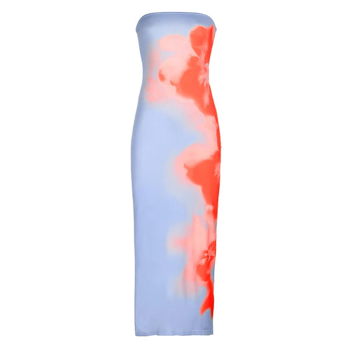 Load image into Gallery viewer, Fashion Elegant Tie Dye Holidays Long Dress Strapless Split Bodycon Club Party Sexy Summer Dresses Women Beach Print
