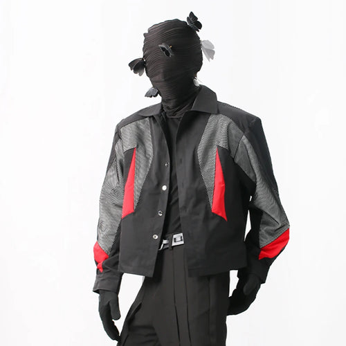 Load image into Gallery viewer, Functional Design Men&#39;s Coats Turn-down Collar Patchwork Shoulder Paded Contrast Color Single Breasted Tide Male Top 9C9377
