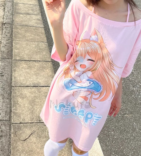 Slash Neck Shirts for Women Japanese Tshirts Oversized Tops Clothes for Teens Short Sleeve Anime Tees Casual Chic Summer T Shirt