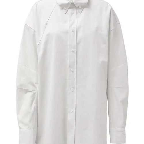 Load image into Gallery viewer, Women Blue Button Shaped Big Size Casual Blouse New Lapel Long Sleeve Shirt Fashion Tide Spring Autumn 2025 CPG1455
