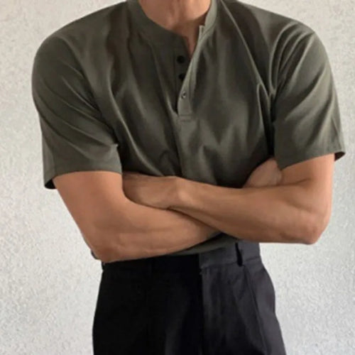 Load image into Gallery viewer, Minimalist New Summer Men&#39;s T-shirts Loose Round Neck Short Sleeve Buttons Solid Color Casual Male Tees Fashion 9C6495
