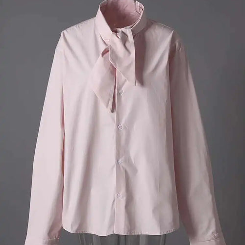 Load image into Gallery viewer, Women Blue Bandage Big Size Elegant Blouse New Stand Collar Long Sleeve Shirt Fashion Tide Spring Autumn 2025 CPG2855
